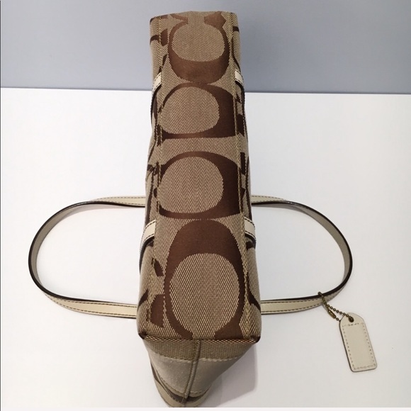 COACH Monogram Rainbow Stripe Canvas Satchel - Picture 8 of 10